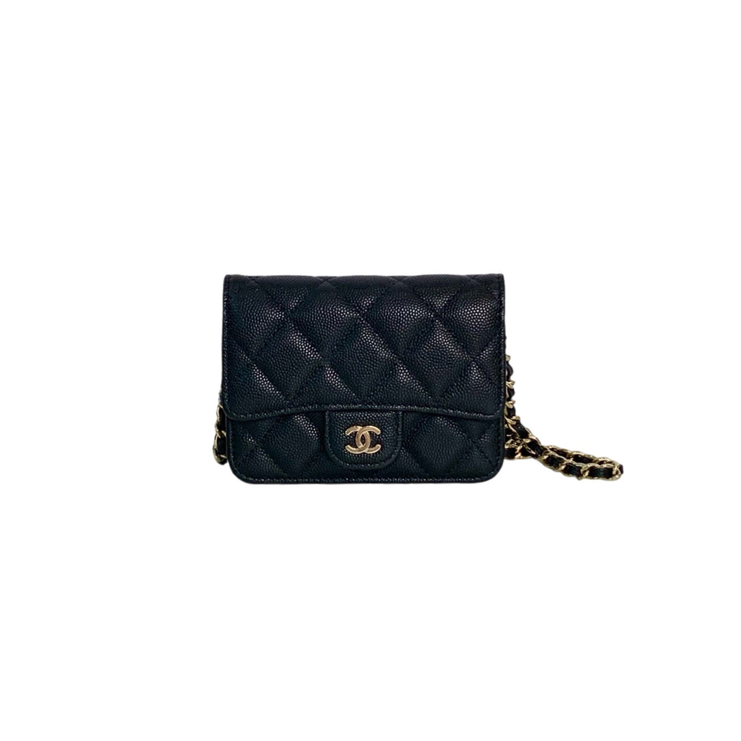 Chanel Caviar Flap Card Holder Chain Bag