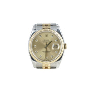 Rolex Datejust 36mm Two-Tone Yellow Gold Diamond Auto Watch