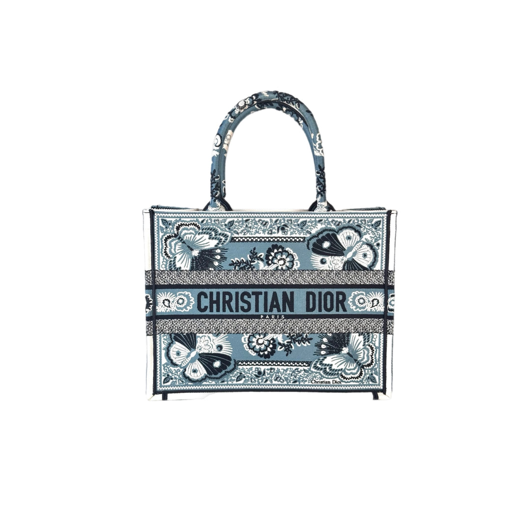 Dior Book Tote Mm Butterfly Bandana Embroidered