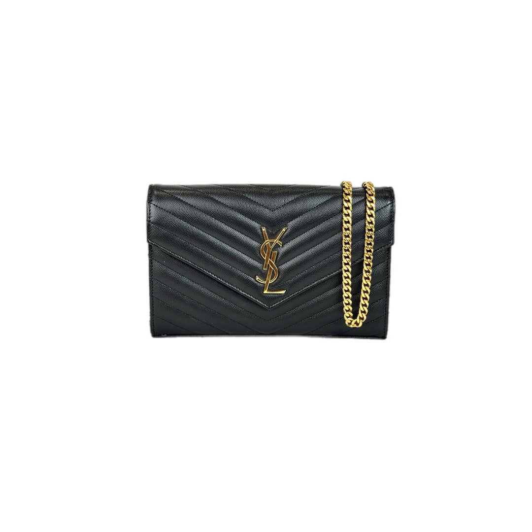 YSL Envelope WOC Bag Black/Gold Caviar