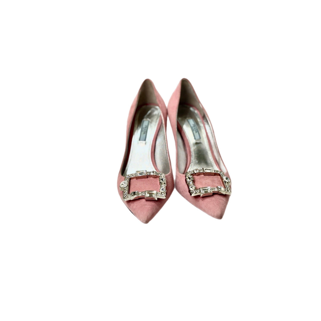 Prada Crystal Suede Heels Pink #39