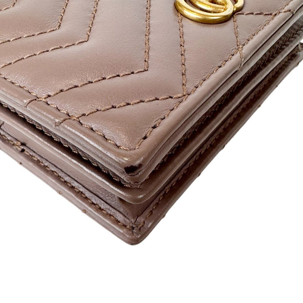 Gucci GG Marmont Pink Beige Card Case Wallet