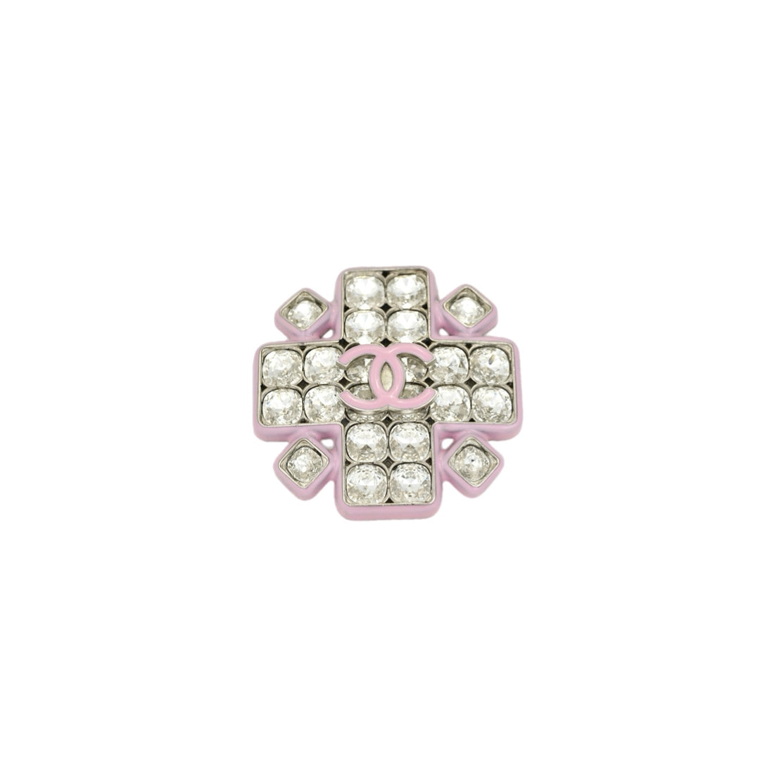 Chanel Crystal Brooch Pink CC Logo 19C