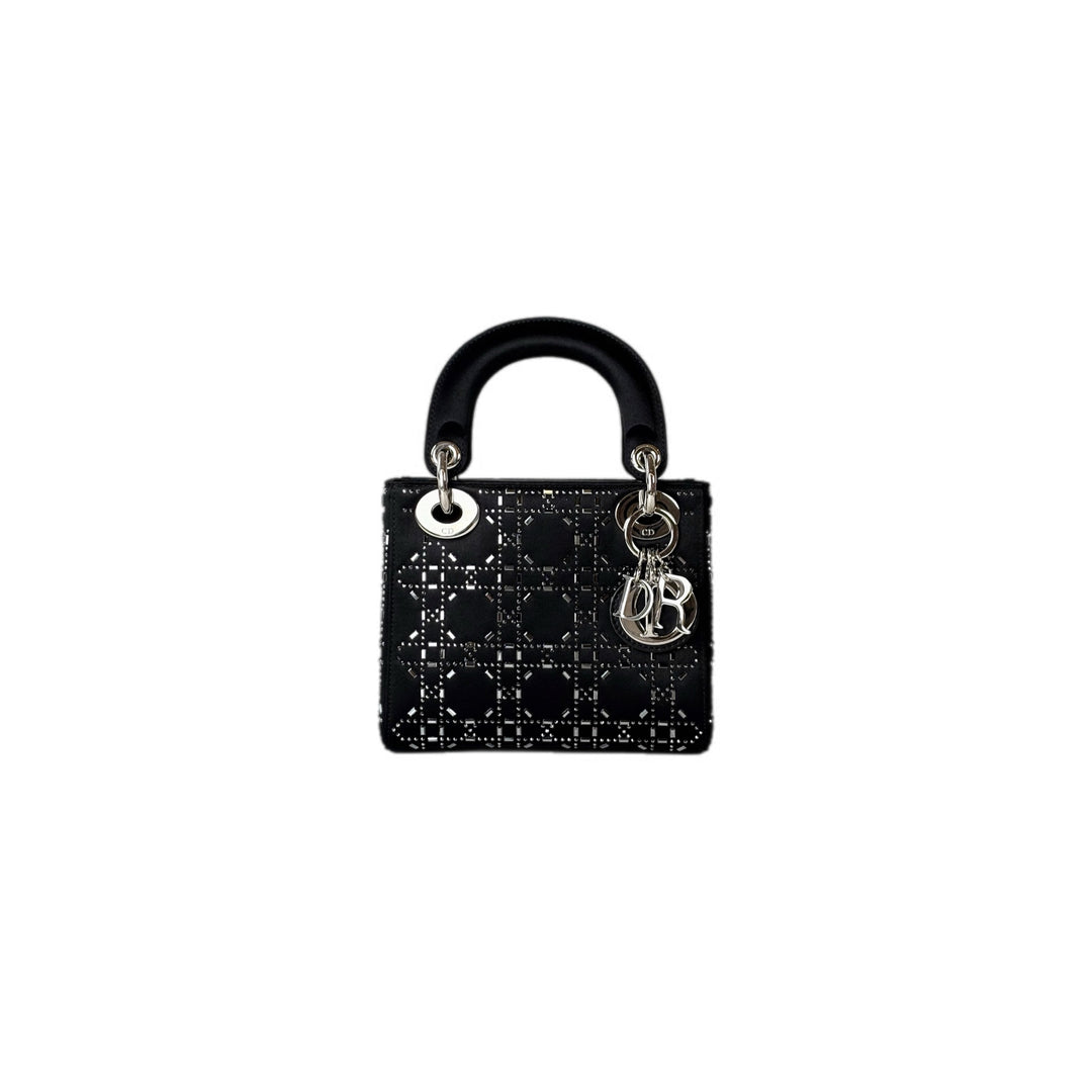 Dior Lady Dior Mini Satin Crystal Black Bag