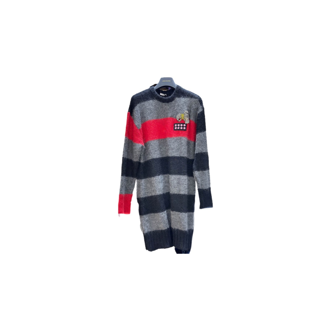 Miumiu Striped Knit Dress - Black Mohair 38#