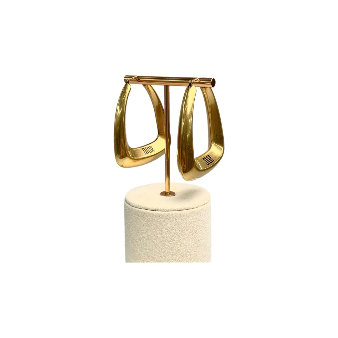 Dior Large Gold Sqaure Hook Fashion Earring