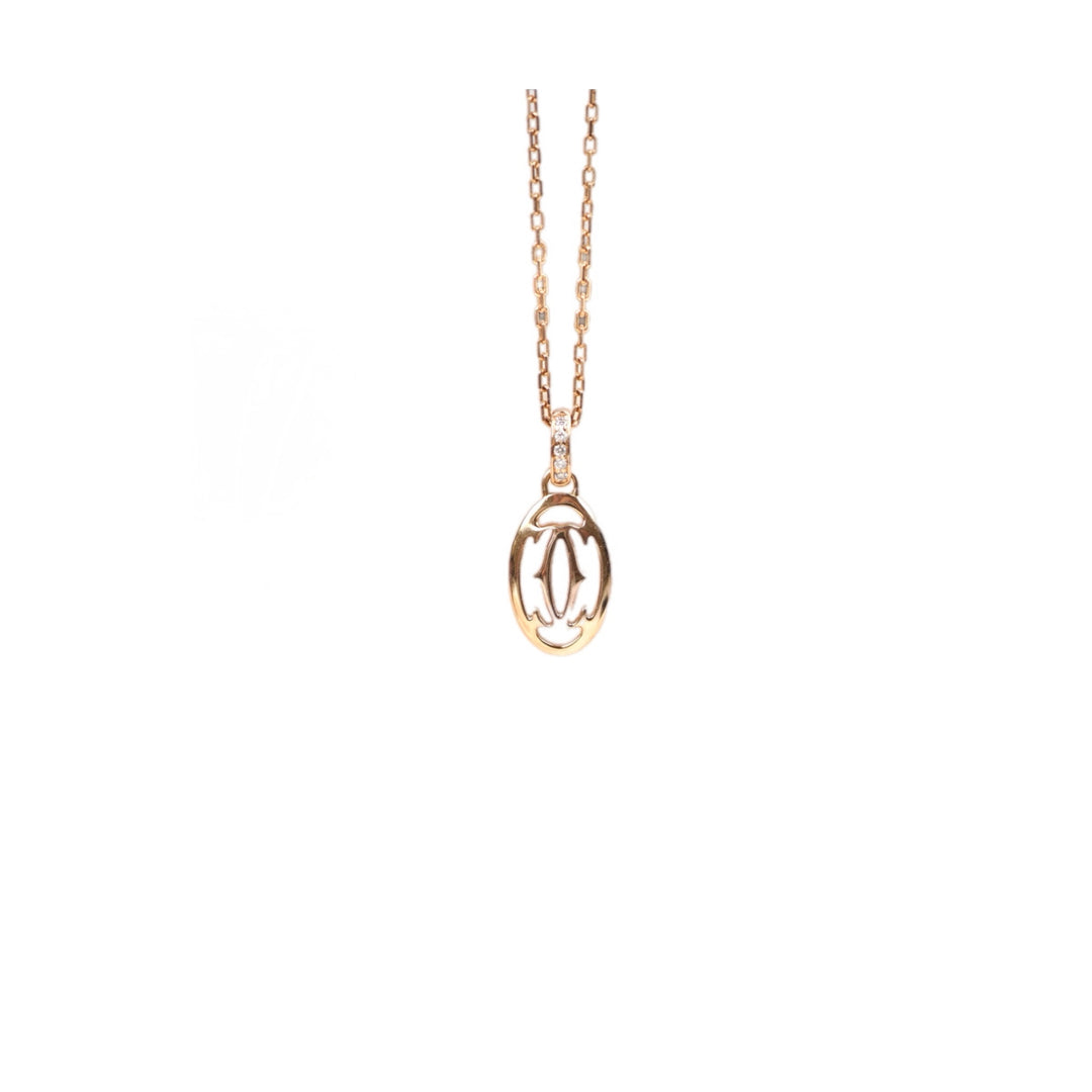 Cartier Double C 18k Gold Diamond Neckalce