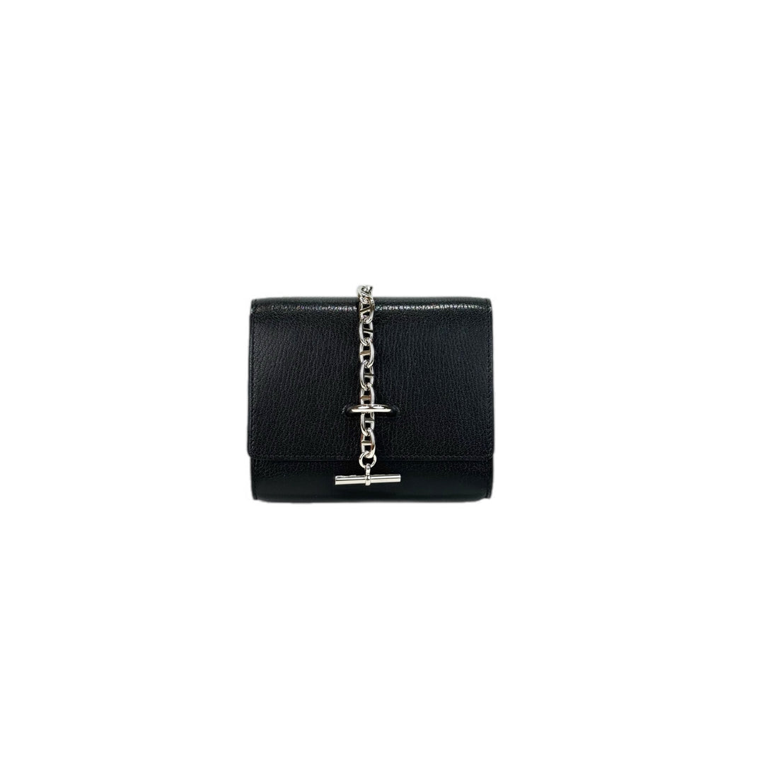 Hermes Portefeuille Chaine D’ancre To Go Wallet Goat Skin Black Silver