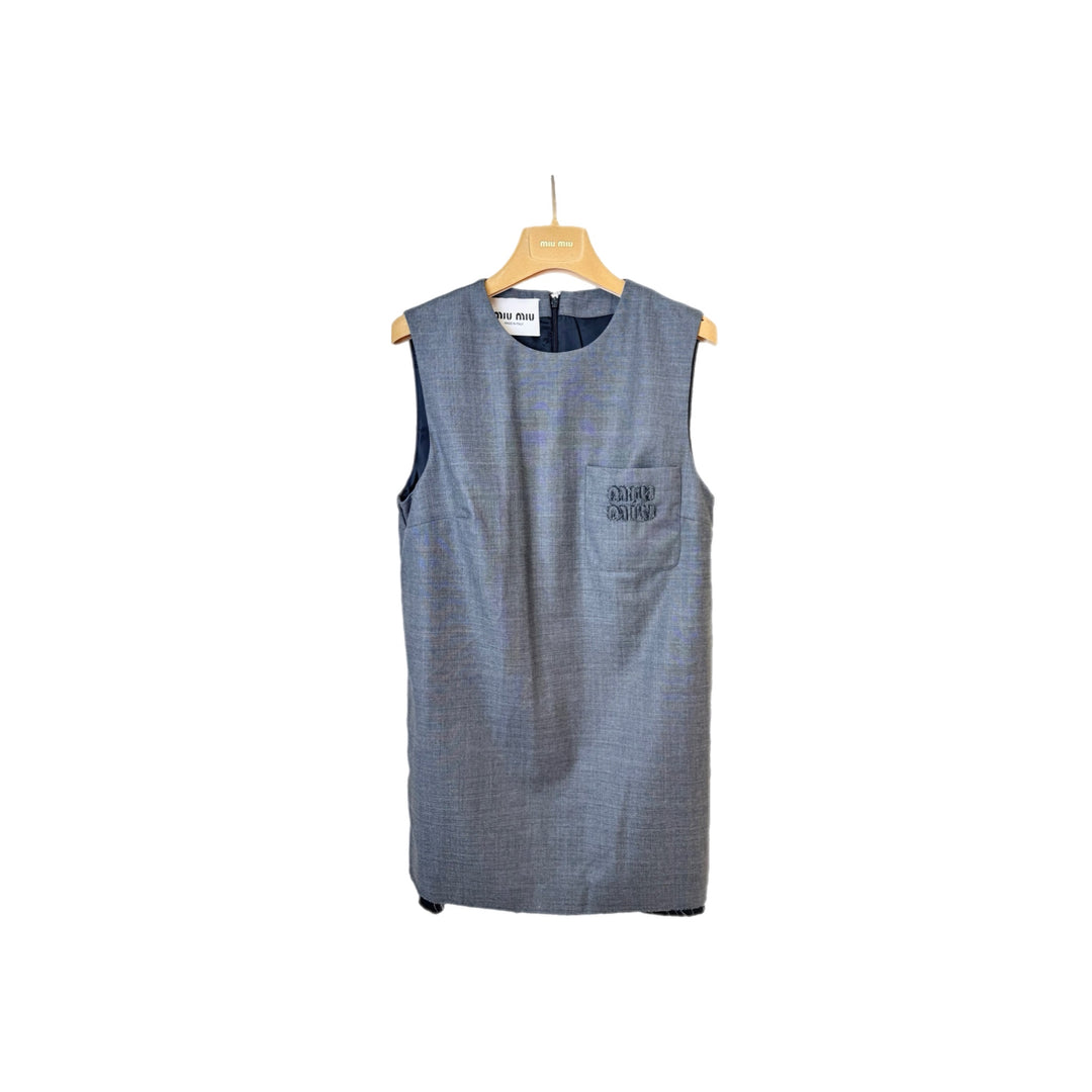 Miumiu Clothing Sleeveless Grey Mini Dress #36