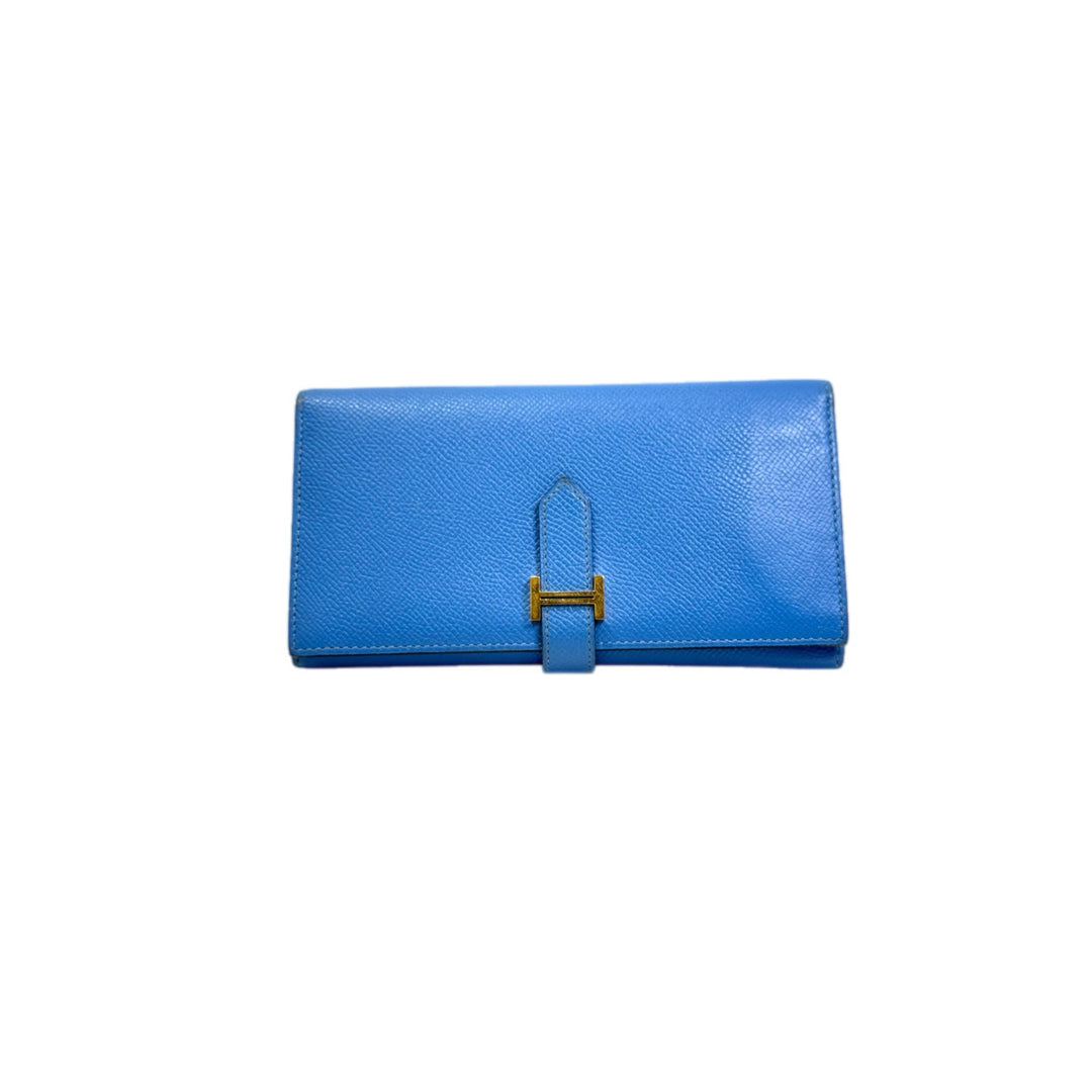 Hermes Bearn Long Fold Wallet Blue/Gold
