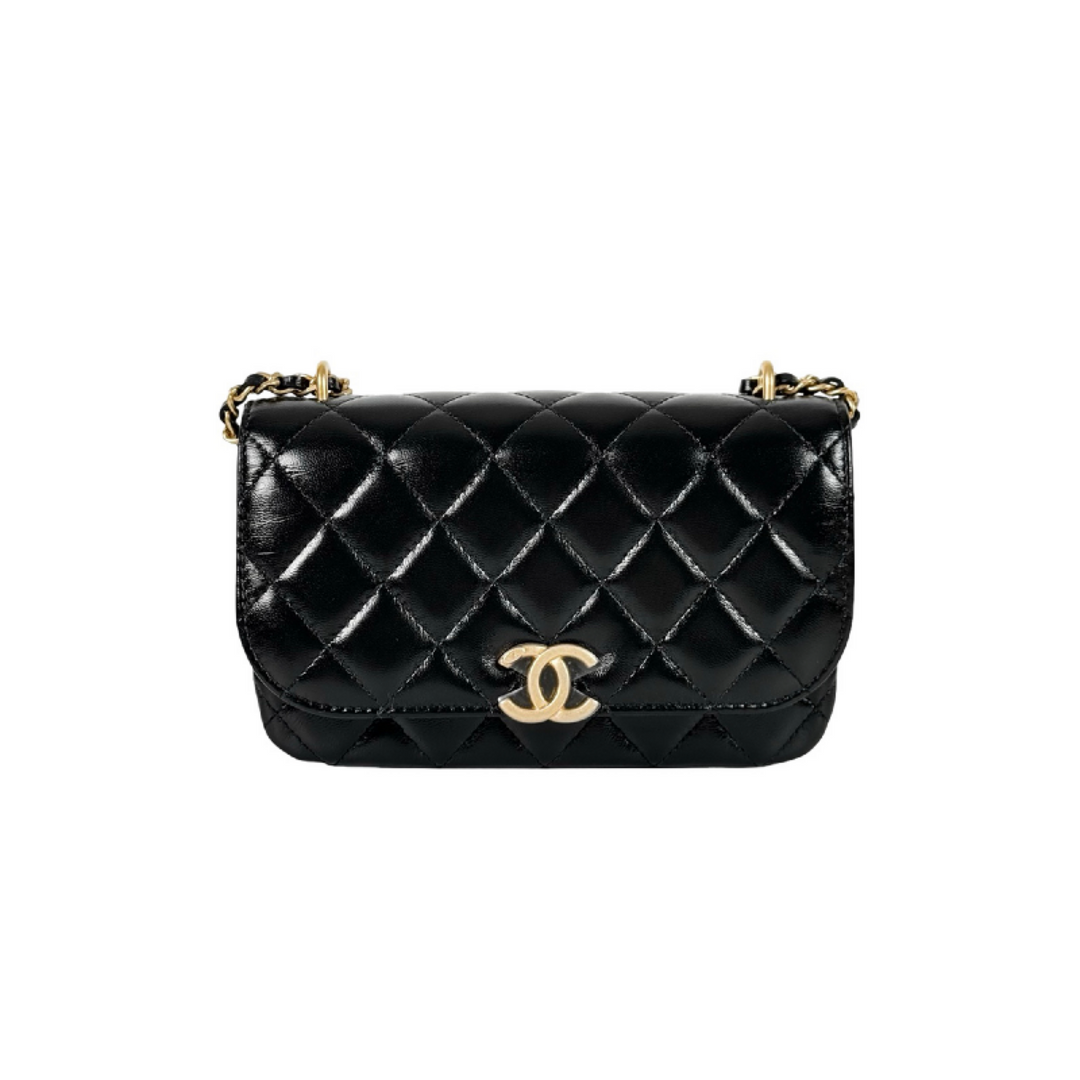 Chanel Black Calfskin Chain Bag
