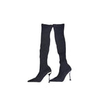 Miumiu Black Silver Glitter Crystal Long Boot - Jiaxyk