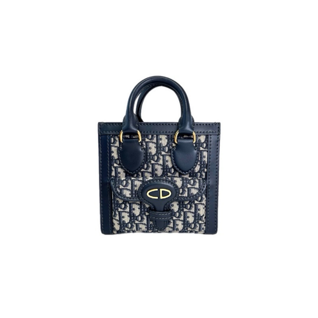 Dior Mini Blue Oblique Canvas Tote Bag