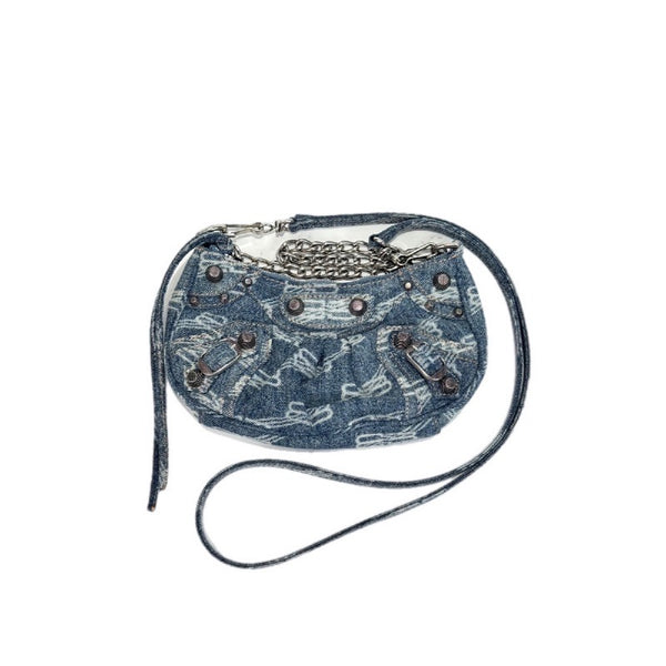 Pre-owned Balenciaga Le Cagole Mini Denim Bag in Blue