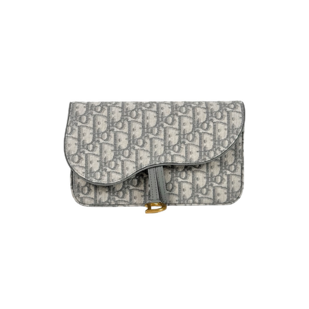 Dior Saddle Pouch With Chain Bag Grey Medium