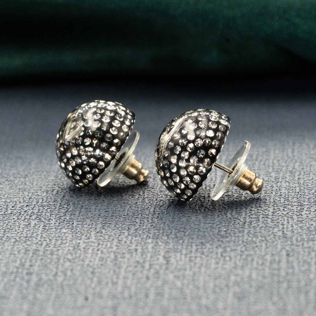 Chanel Black Round CC Earrings