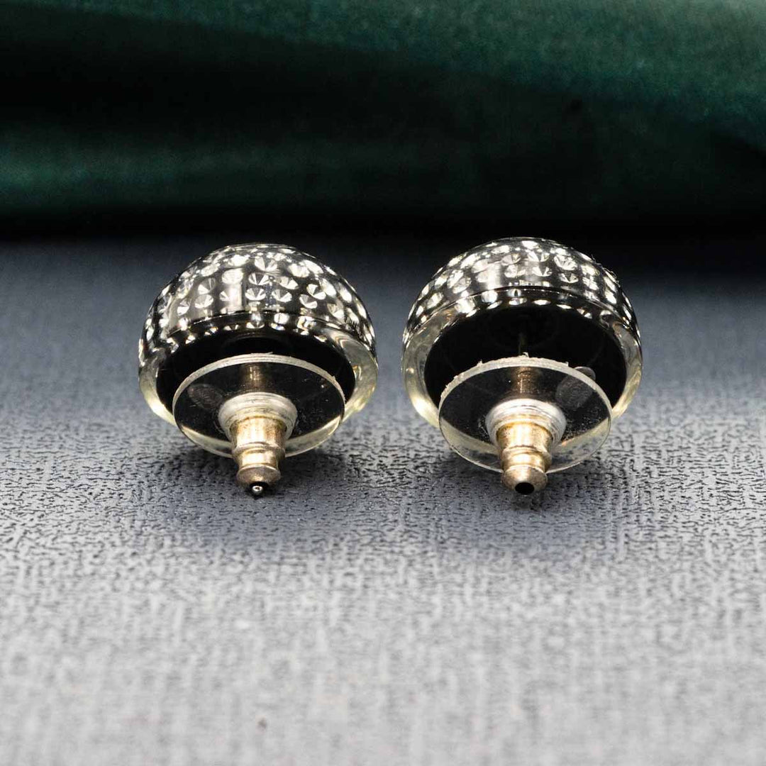 Chanel Black Round CC Earrings