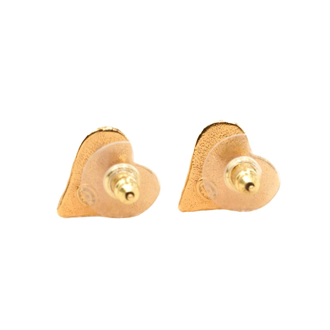 Chanel 23K Black/Gold CC Heart Earrings