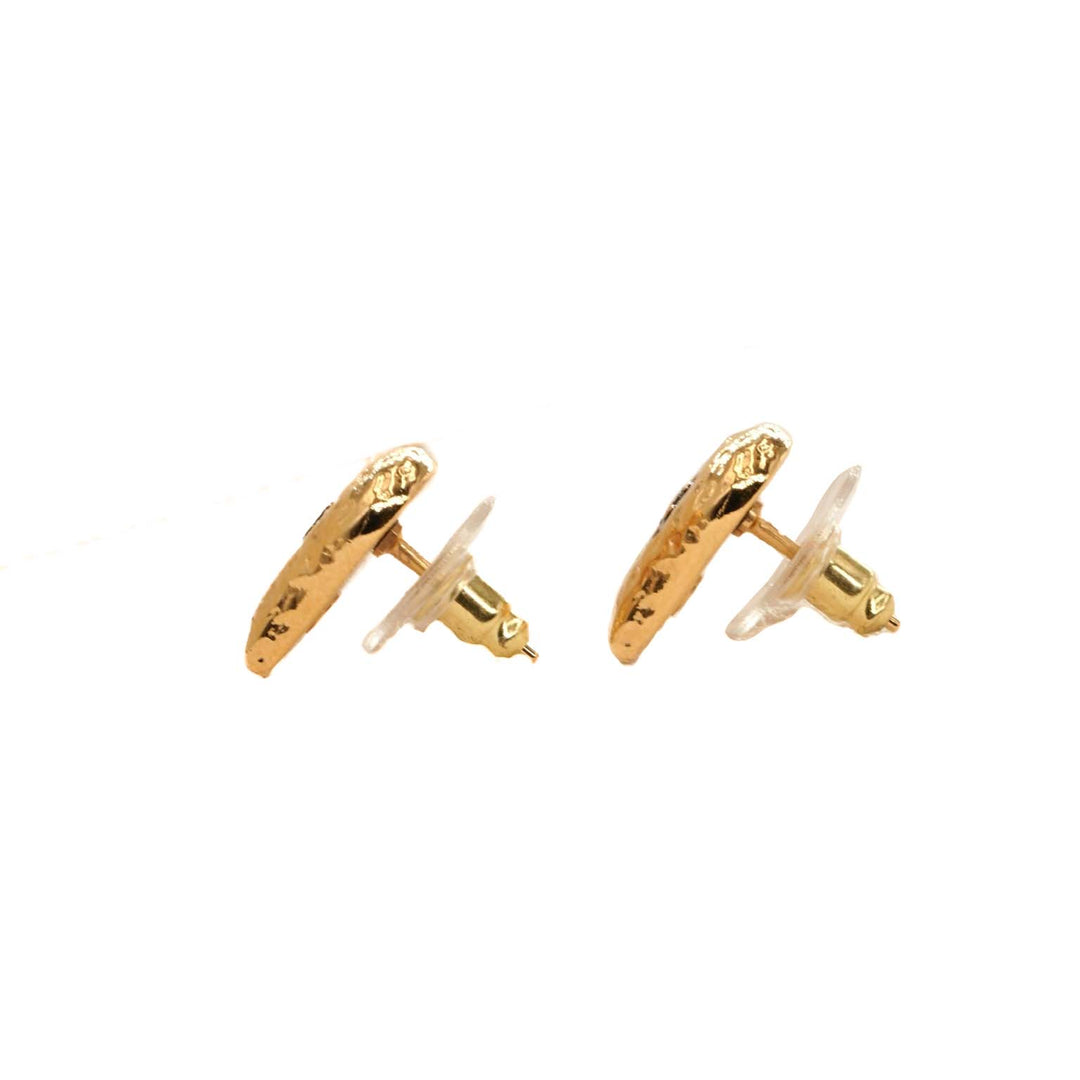 Chanel 23K Black/Gold CC Heart Earrings