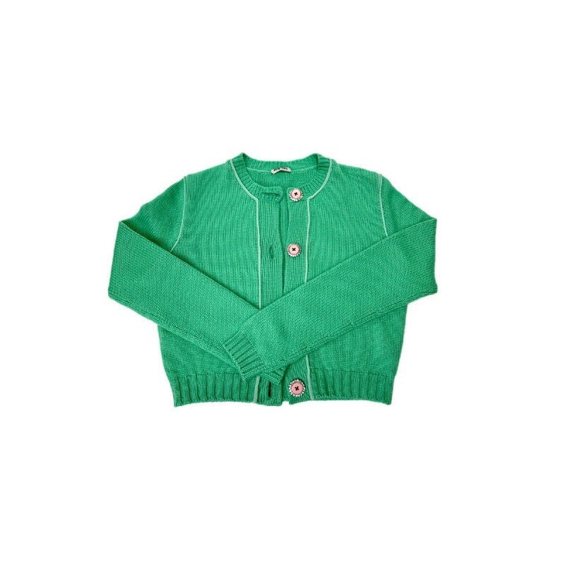 Miumiu Green Embellished Cashmere Cardigan #36