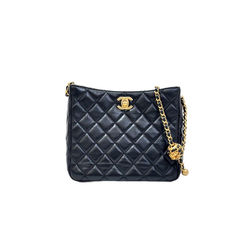 Chanel Pearl Crush Hobo Bag Black Gold