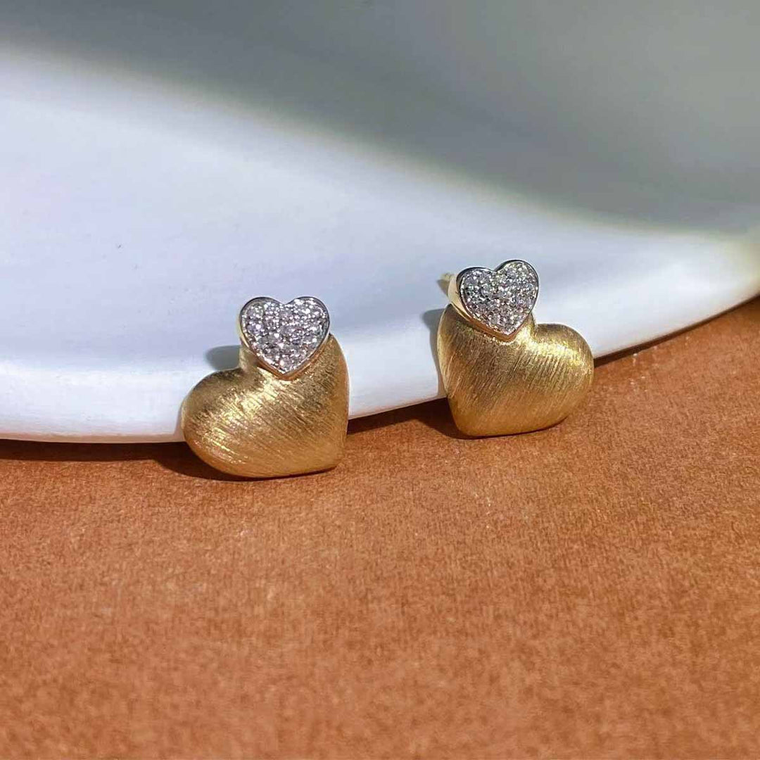 Natural White Diamond Heart Earrings 18K D0.15ct