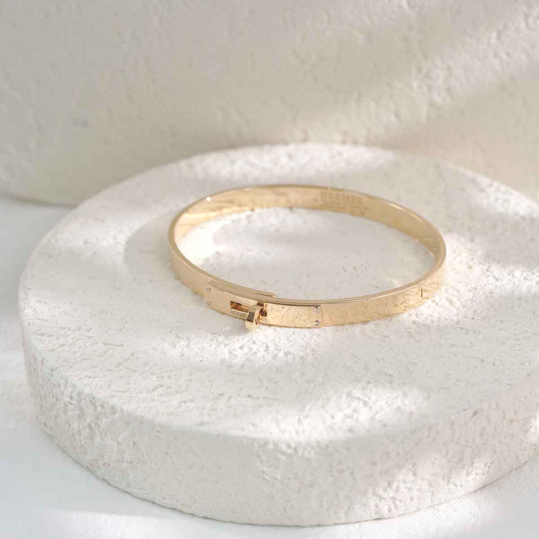 Hermes Rose Gold Kelly Bracelet  small model with 4 diamond ST
