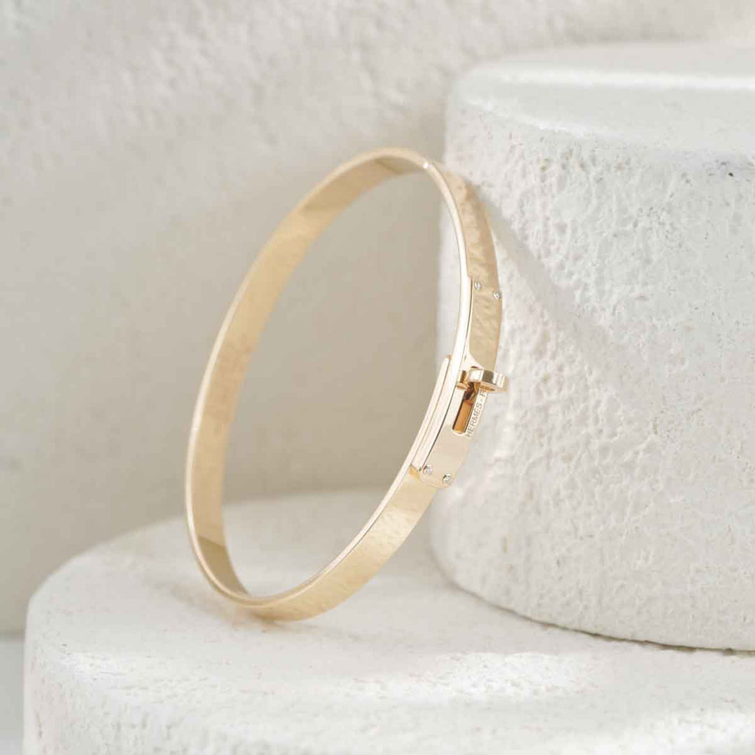 Hermes Rose Gold Kelly Bracelet  small model with 4 diamond ST