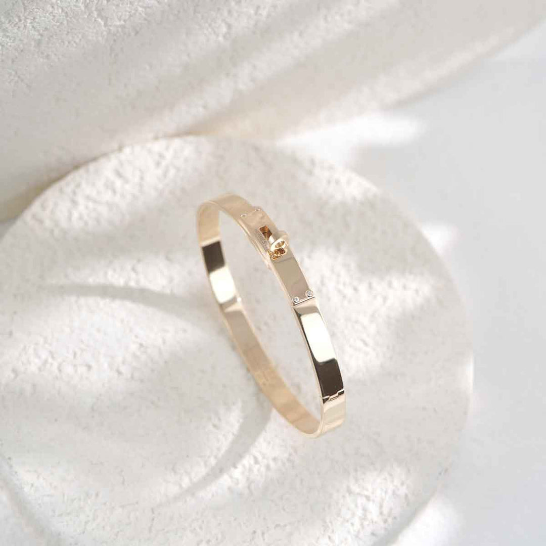 Hermes Rose Gold Kelly Bracelet  small model with 4 diamond ST