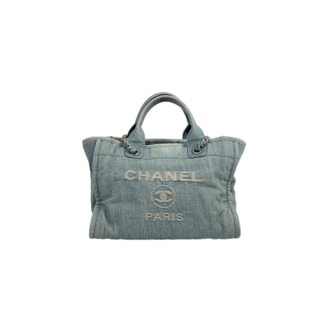 Chanel Deauville Tote Blue Denim Small