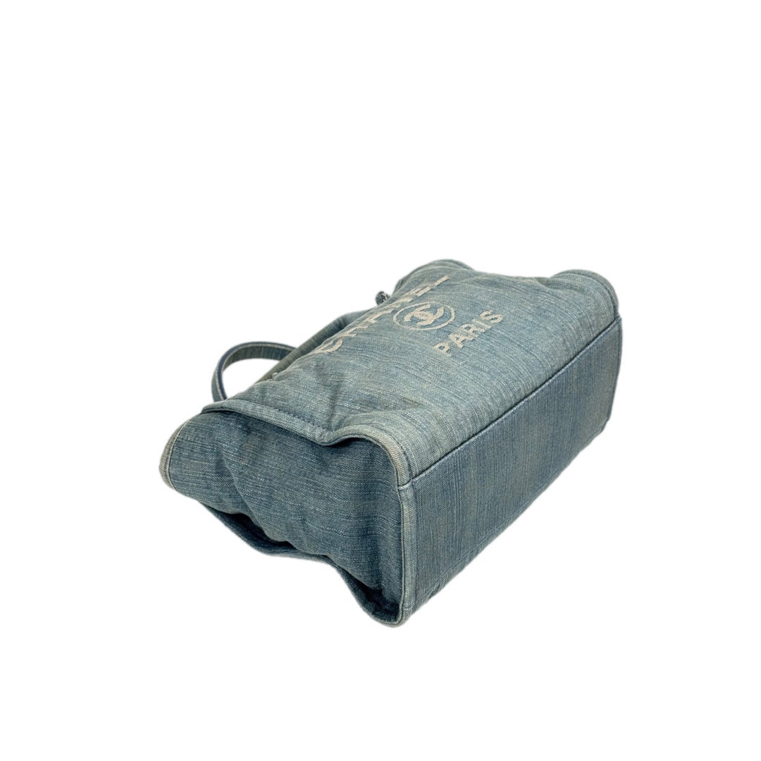 Chanel Deauville Tote Blue Denim Small