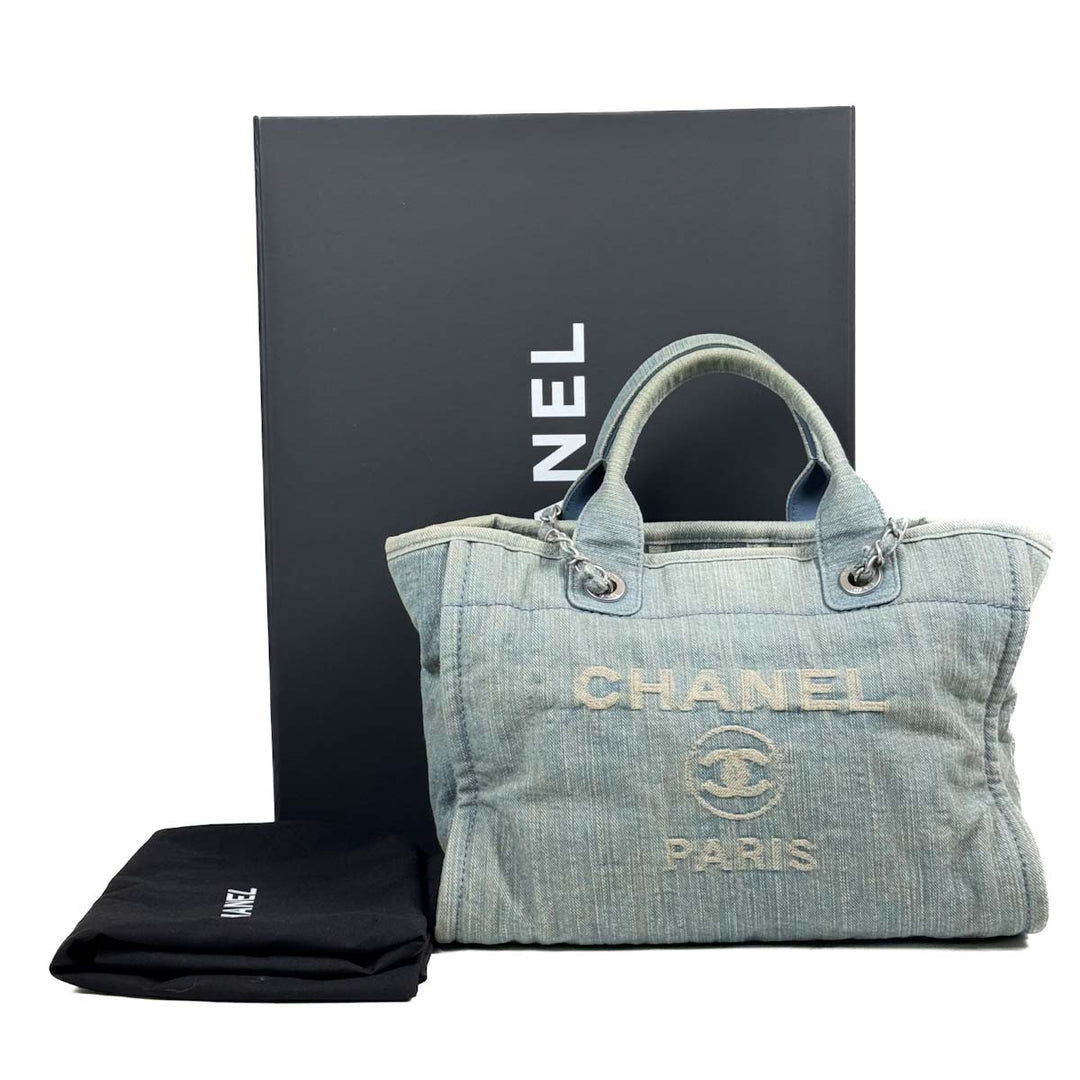 Chanel Deauville Tote Blue Denim Small