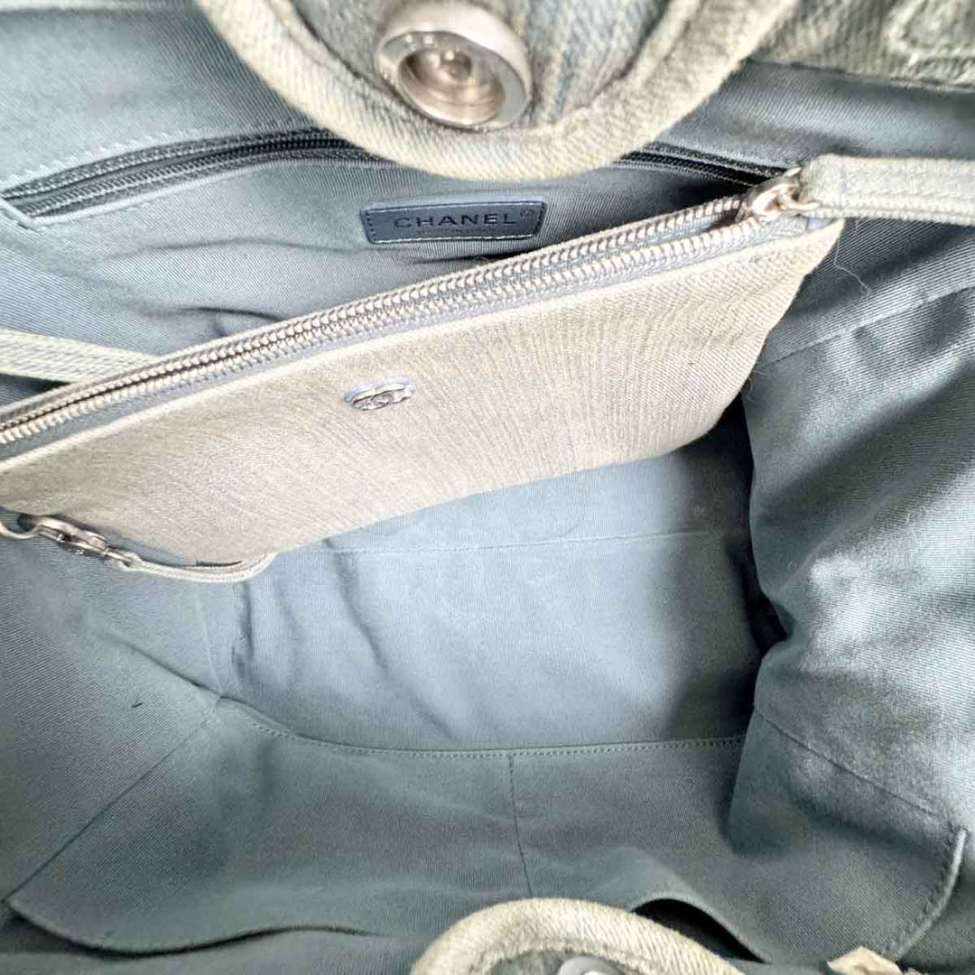 Chanel Deauville Tote Blue Denim Small
