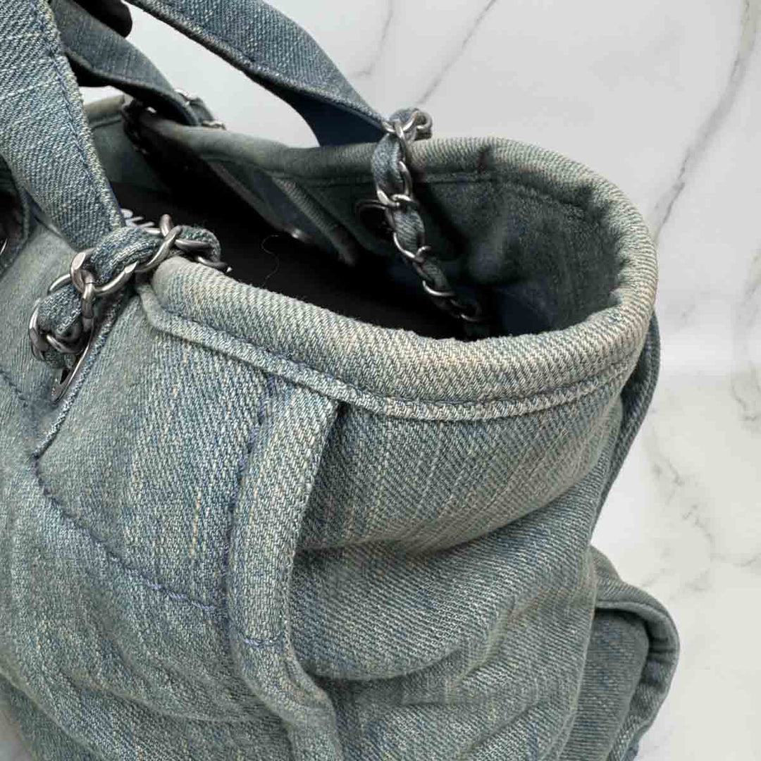 Chanel Deauville Tote Blue Denim Small