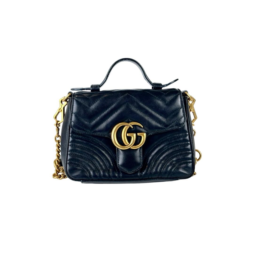 Gucci Marmont Small Black Top Handle Bag