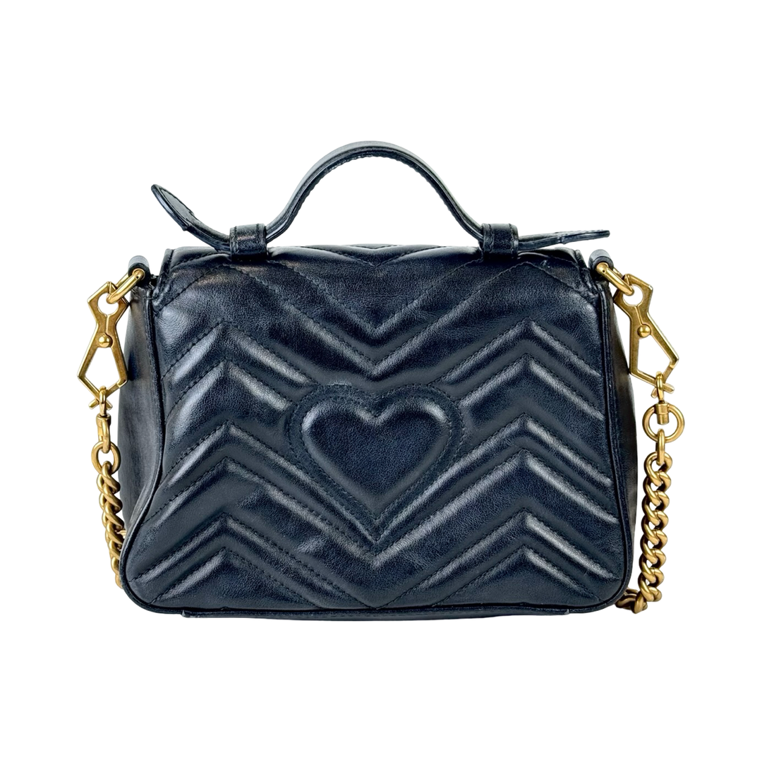 Gucci Marmont Small Black Top Handle Bag