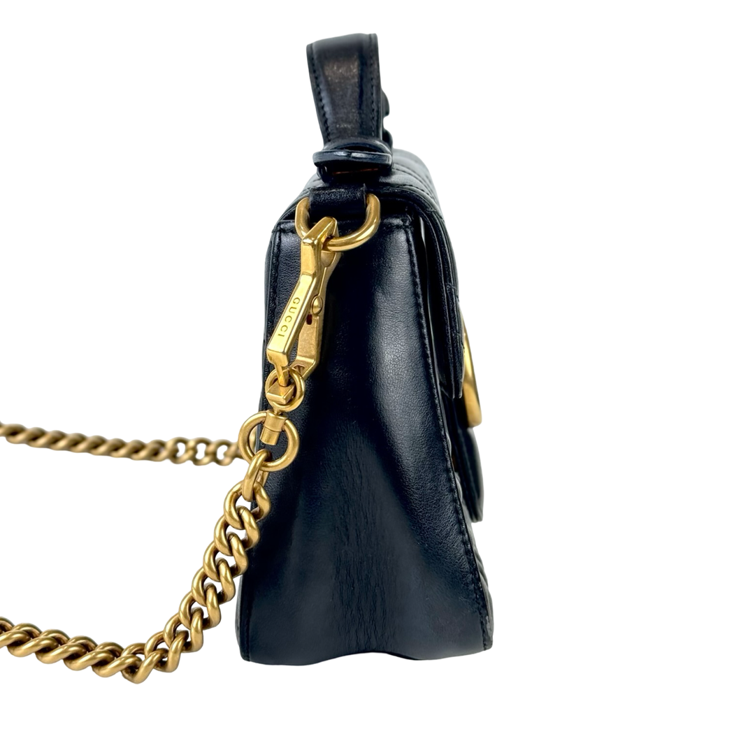 Gucci Marmont Small Black Top Handle Bag