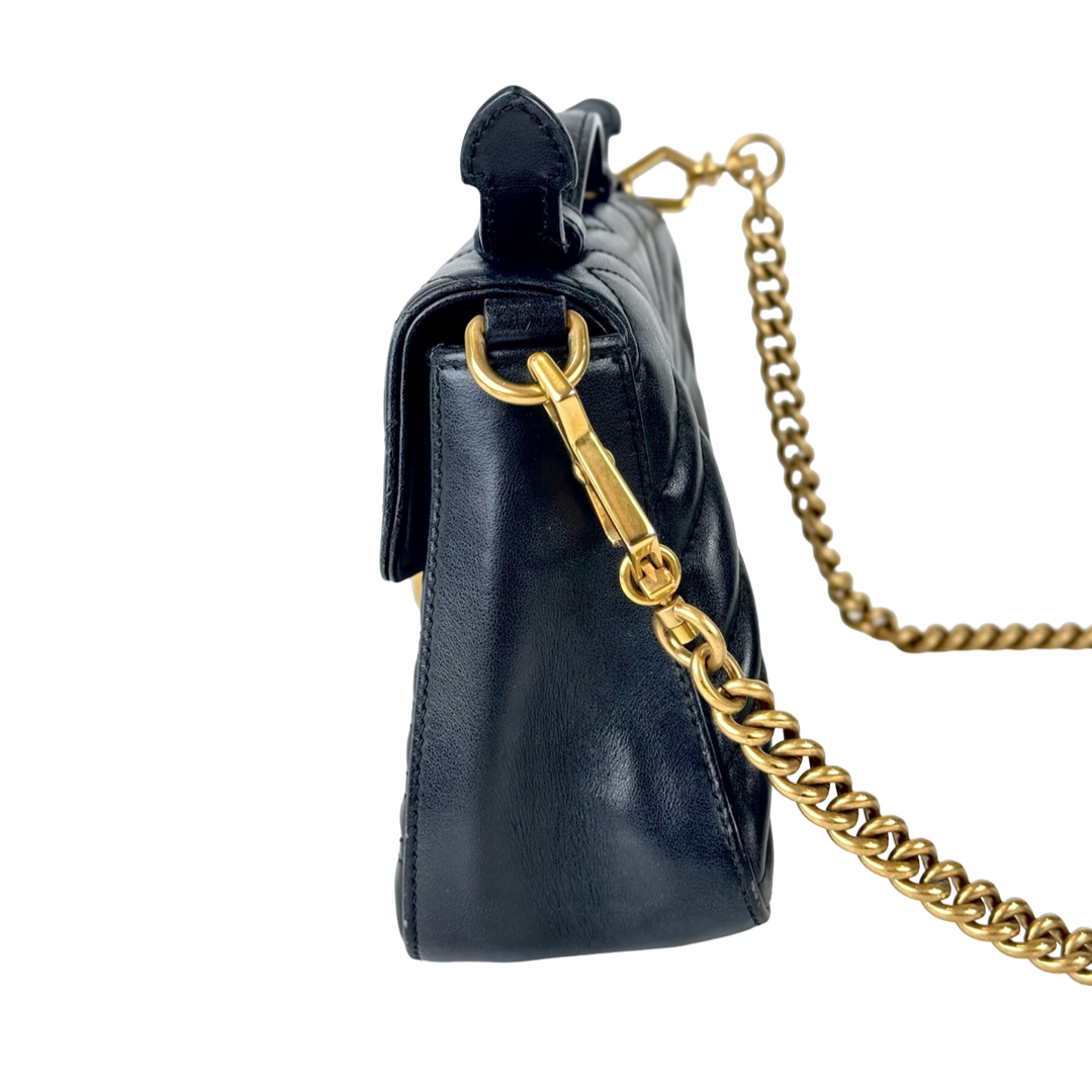 Gucci Marmont Small Black Top Handle Bag