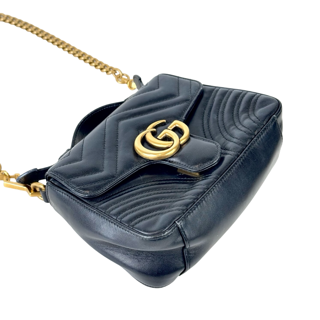 Gucci Marmont Small Black Top Handle Bag
