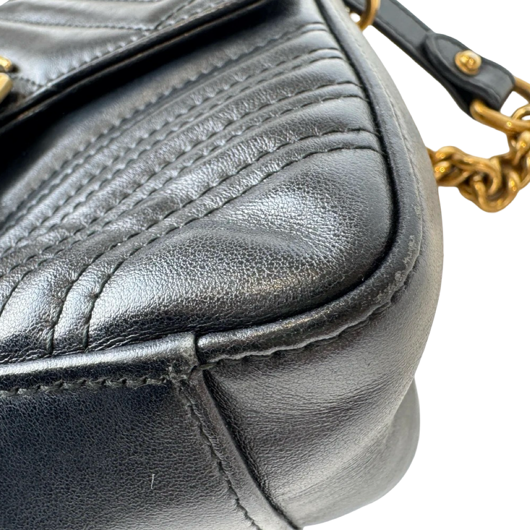Gucci Marmont Small Black Top Handle Bag