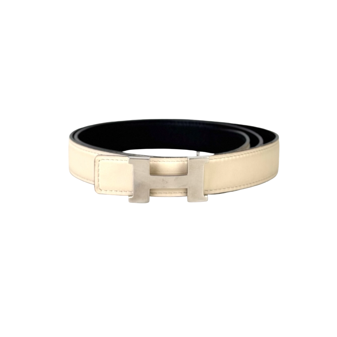 Hermes H Belt White/Black Swift/Epsom #85cm
