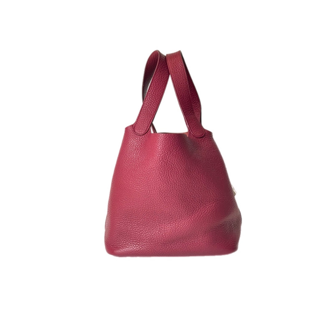 Hermes Burgundy Picotin 22cm Bag No Key