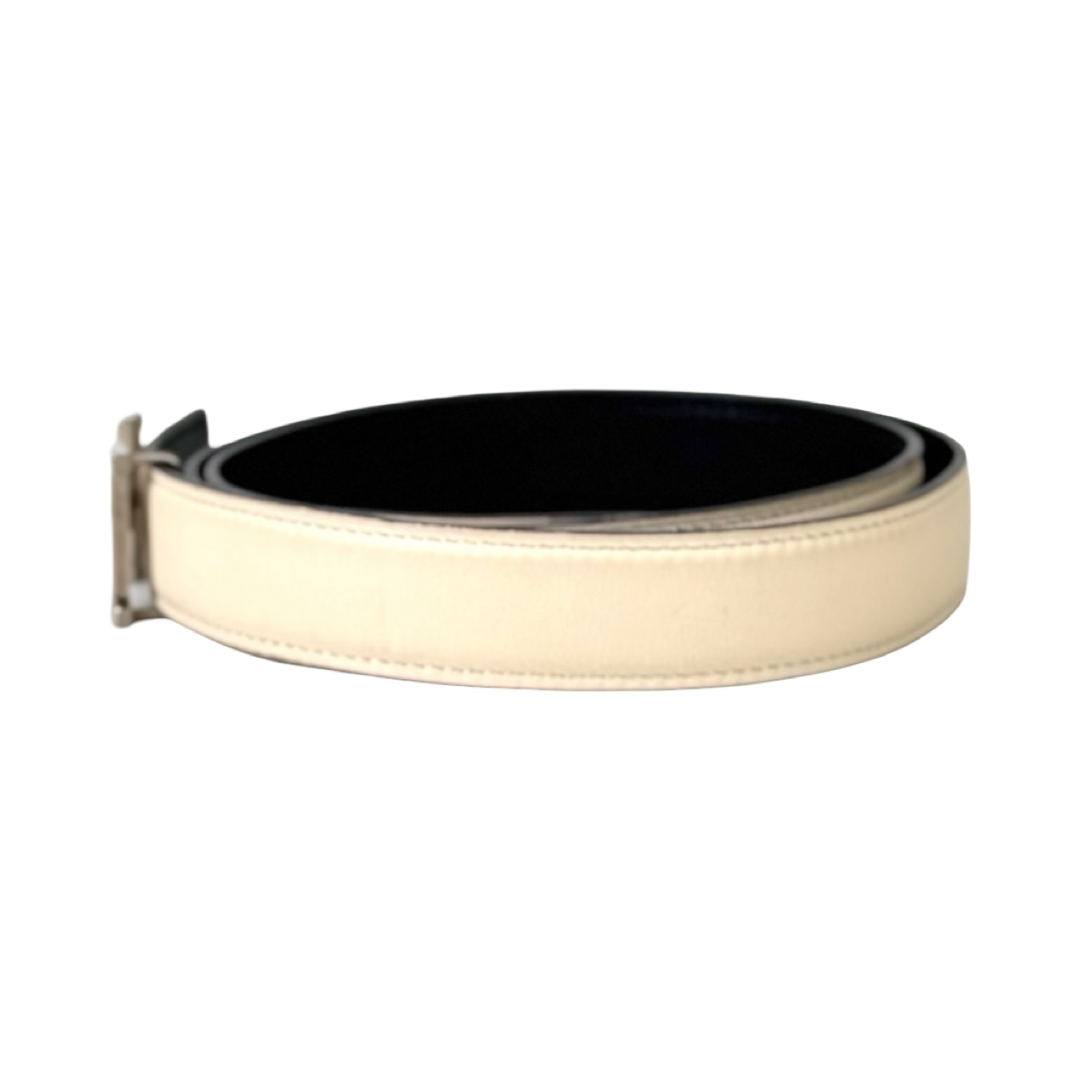 Hermes H Belt White/Black Swift/Epsom #85cm