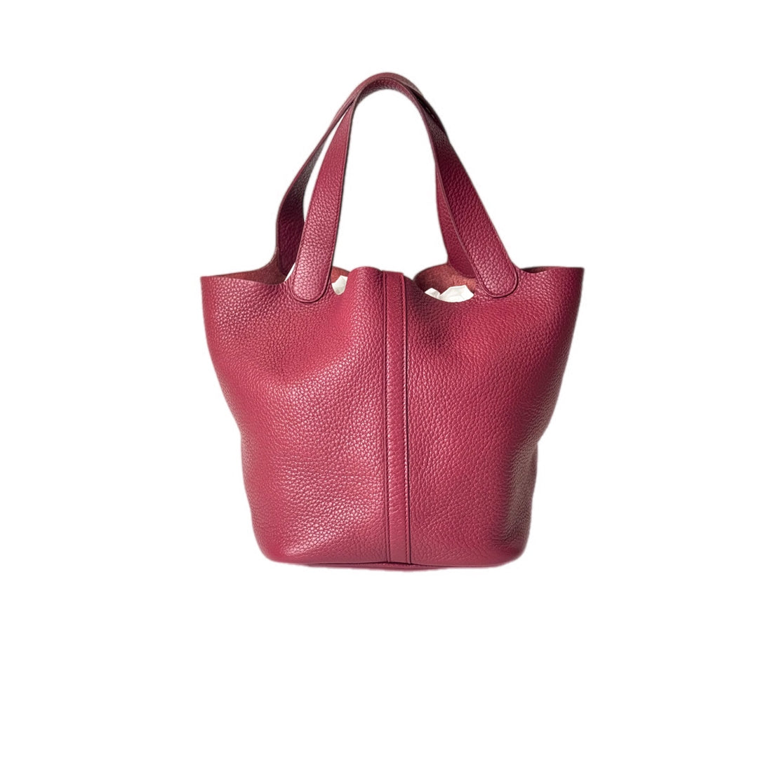 Hermes Burgundy Picotin 22cm Bag No Key
