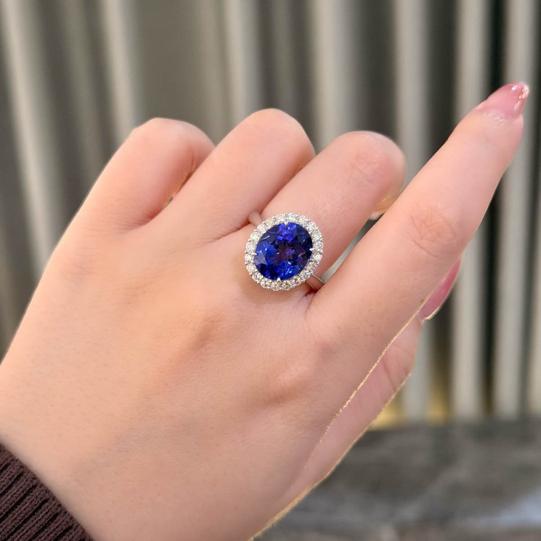 Natural Tanzanite Diamond Ring D4.925ct d0.60ct,18K