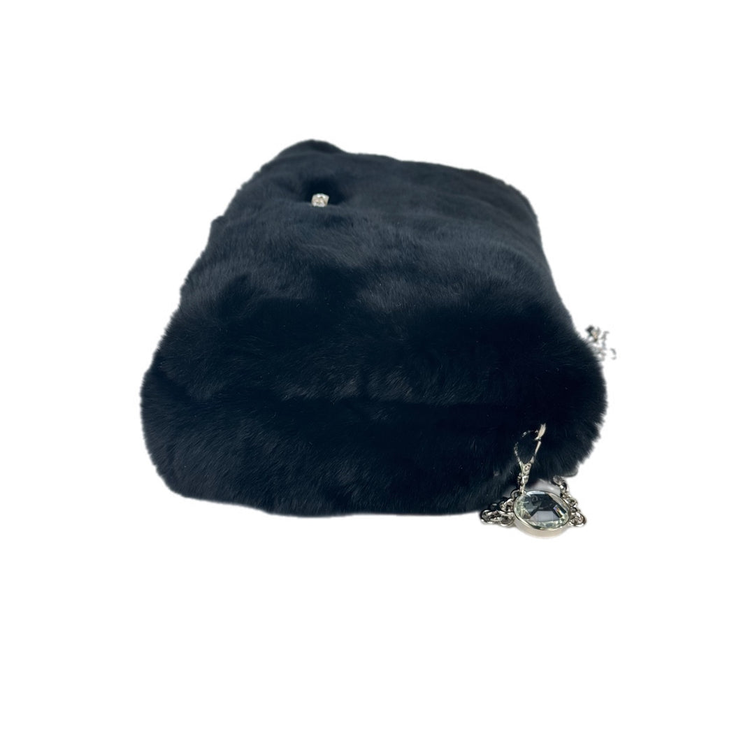 Miumiu Black Fur Crystal Shoulder Bag
