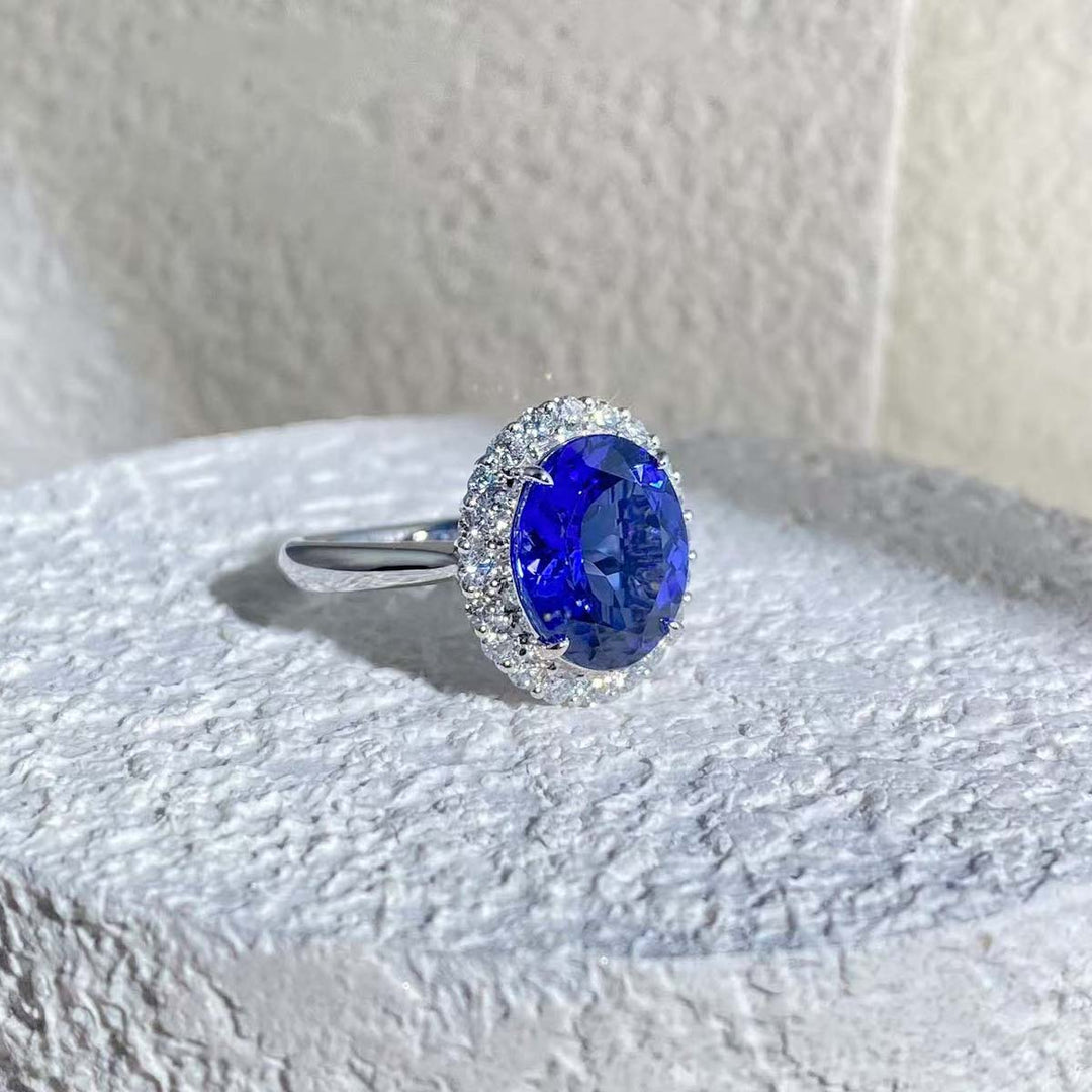 Natural Tanzanite Diamond Ring D4.925ct d0.60ct,18K