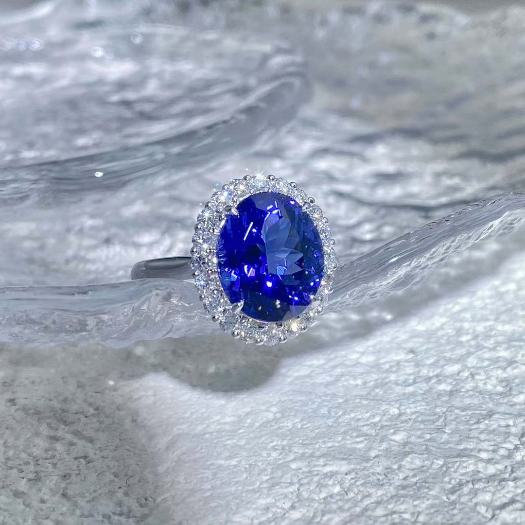 Natural Tanzanite Diamond Ring D4.925ct d0.60ct,18K