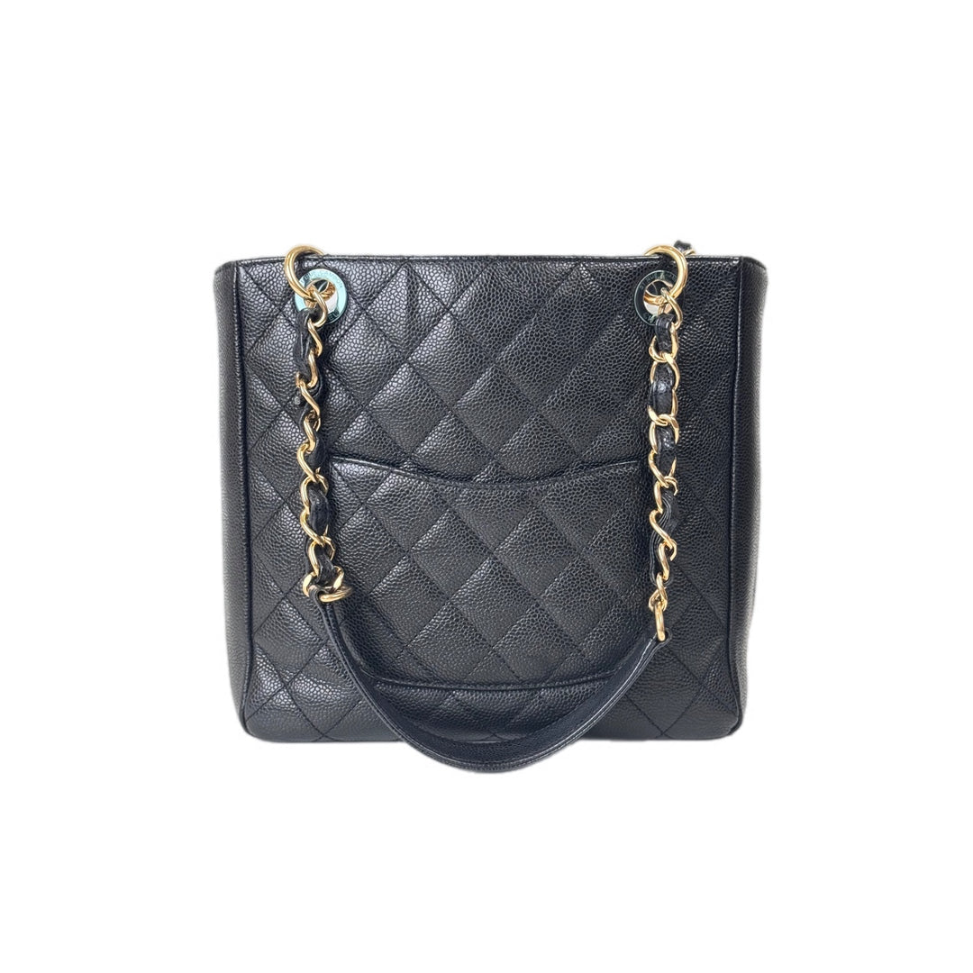 Chanel Tote GST Black Gold Caviar Bag
