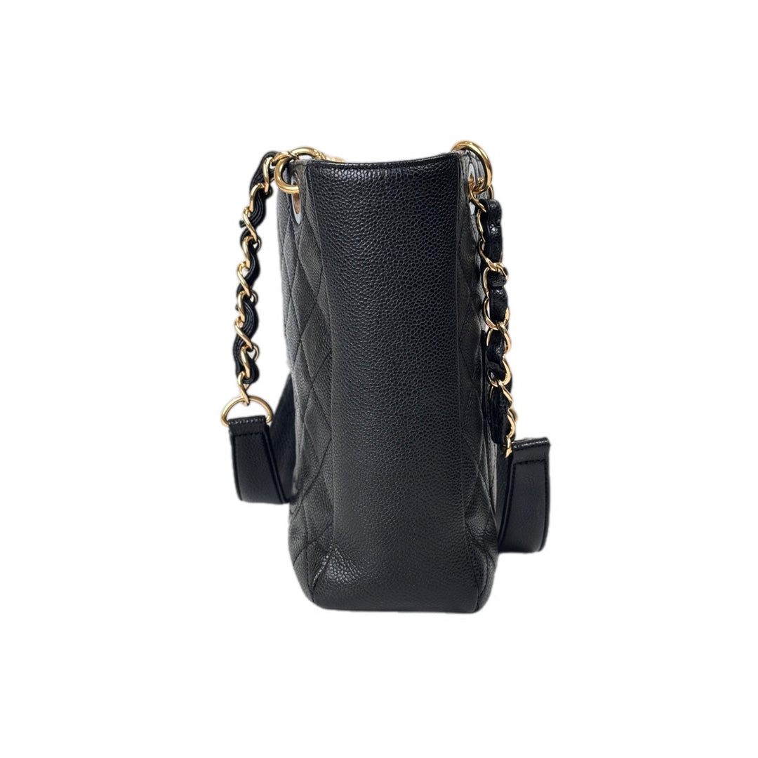 Chanel Tote GST Black Gold Caviar Bag